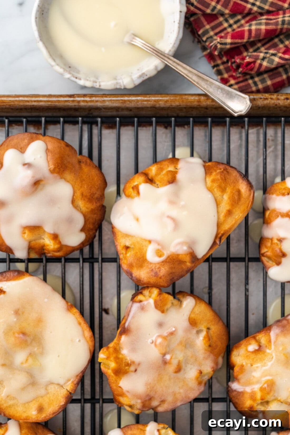 Crispy Air Fryer Apple Fritters 15 Air Fryer Apple Fritters on wire rack