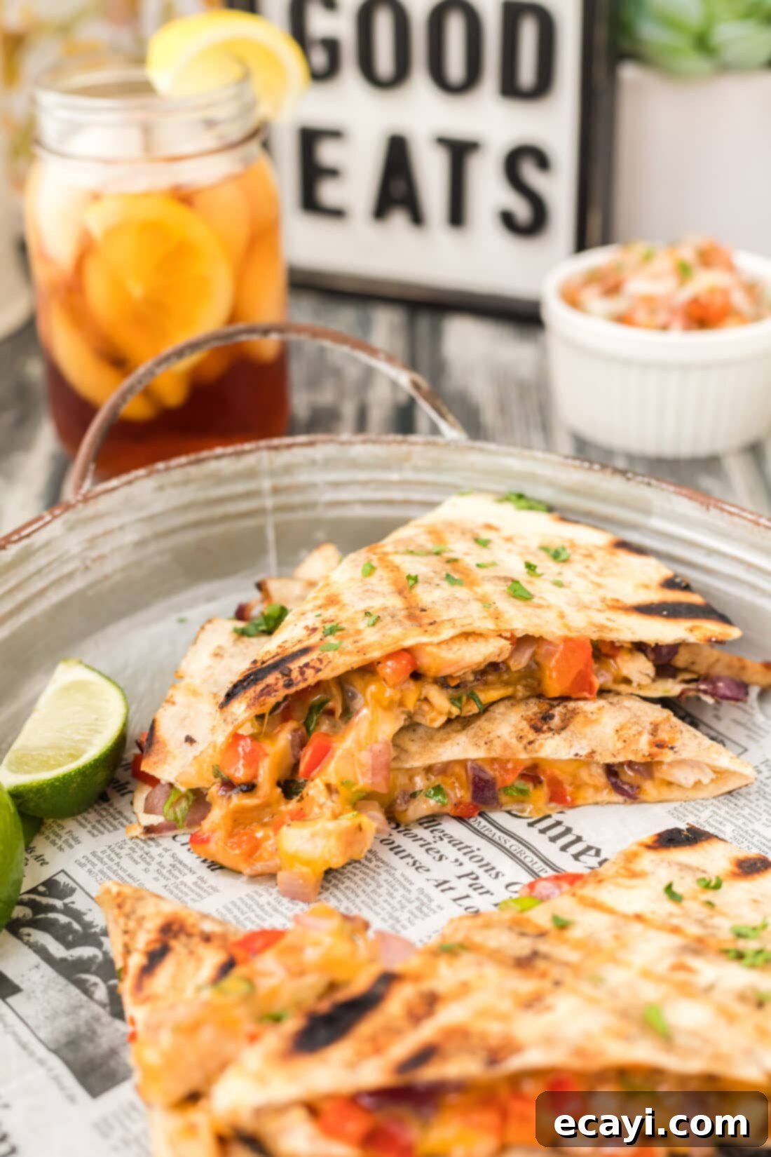 Irresistible Grilled Chicken Quesadilla 2 Grilled Chicken Quesadilla on a platter