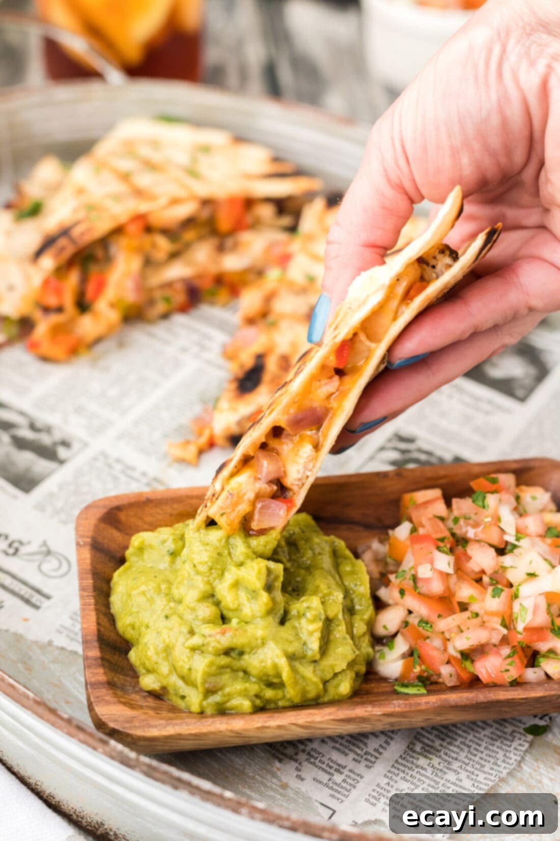 Irresistible Grilled Chicken Quesadilla 5 dipping Grilled Chicken Quesadilla