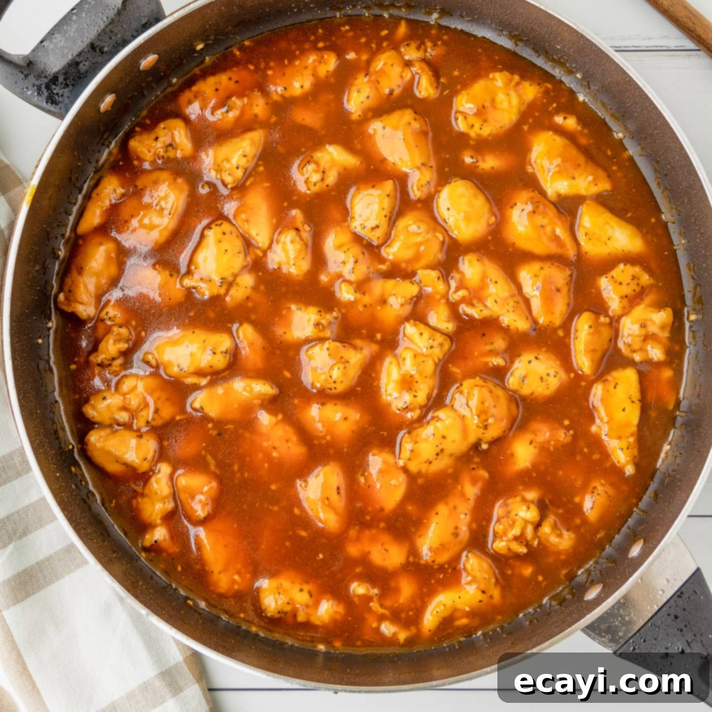 Sticky Bourbon Glazed Chicken 10 bourbon chicken in a skillet