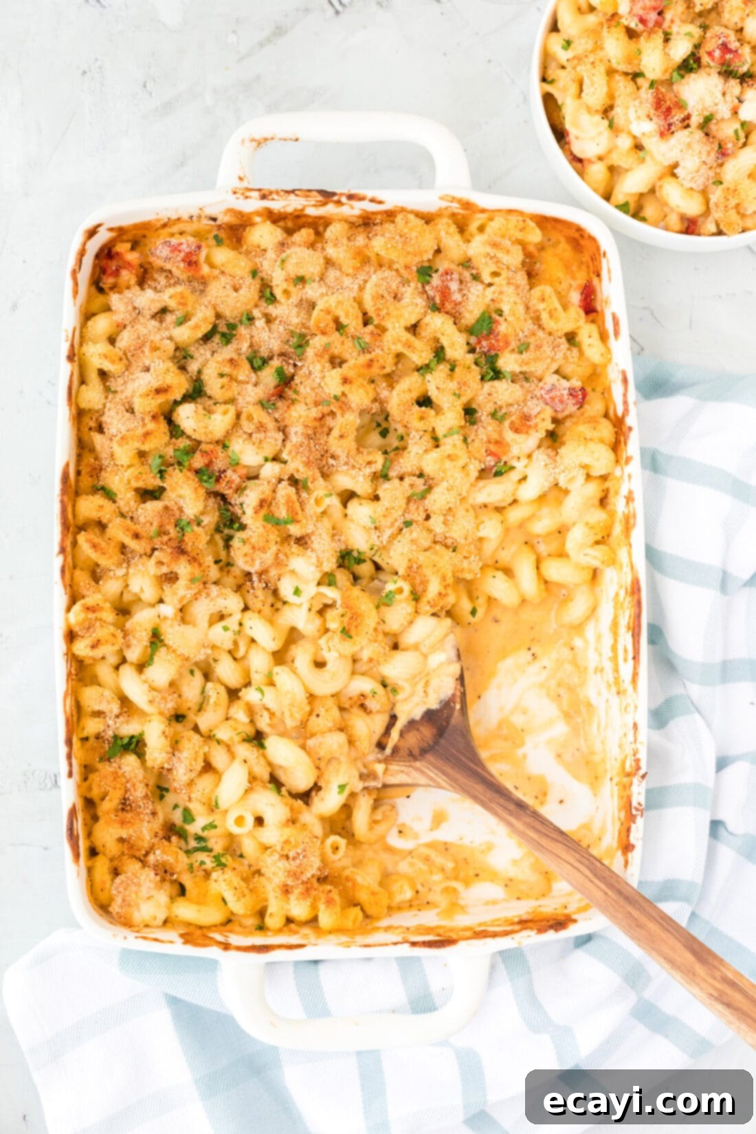 Decadent Lobster Mac and Cheese 3 baking pan of Lobster Mac and Cheese