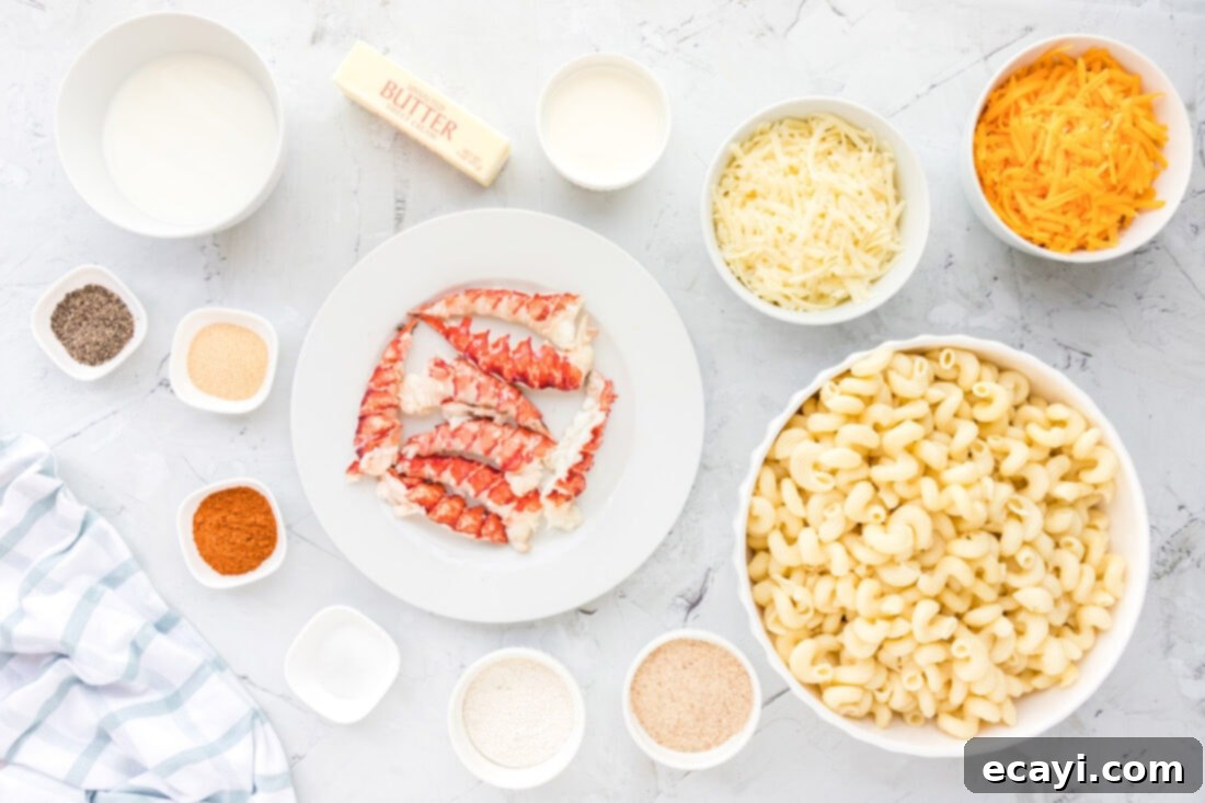 Decadent Lobster Mac and Cheese 4 ingredients for Lobster Mac and Cheese