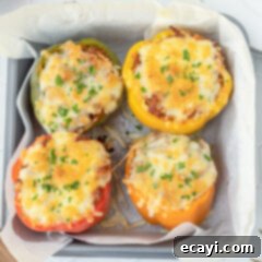 Hearty Stuffed Bell Pepper Bake 12 Stuffed Peppers in a pan