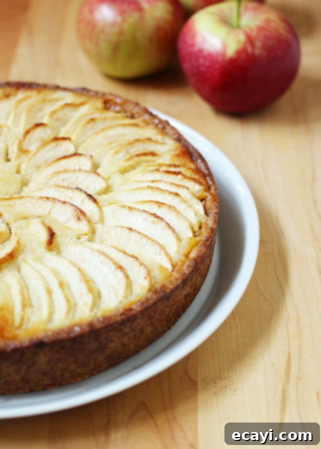 Classic Apple Frangipane Tart 3 Close-up of a rustic Apple Frangipane Tart with almond filling