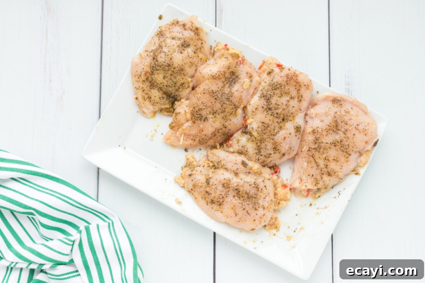 Savory Stuffed Chicken Breasts 11 Seasoned stuffed chicken breasts ready for searing