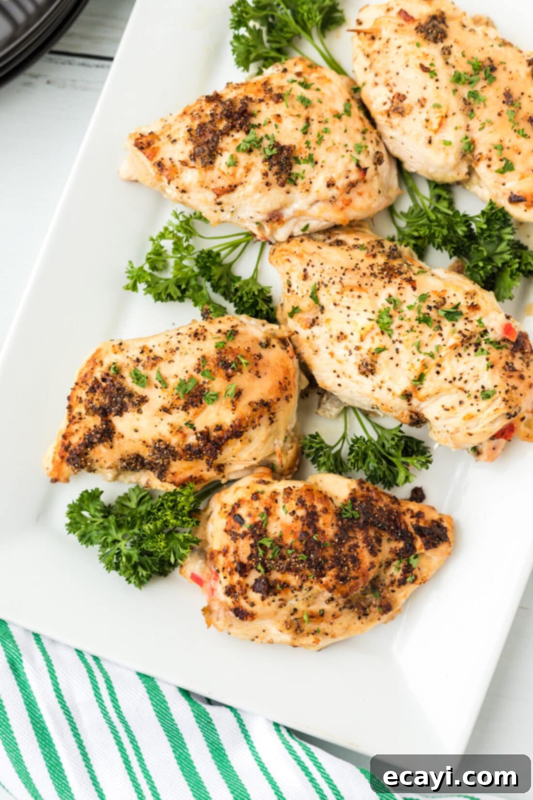 Savory Stuffed Chicken Breasts 3 Platter of golden brown Stuffed Chicken Breasts ready to serve
