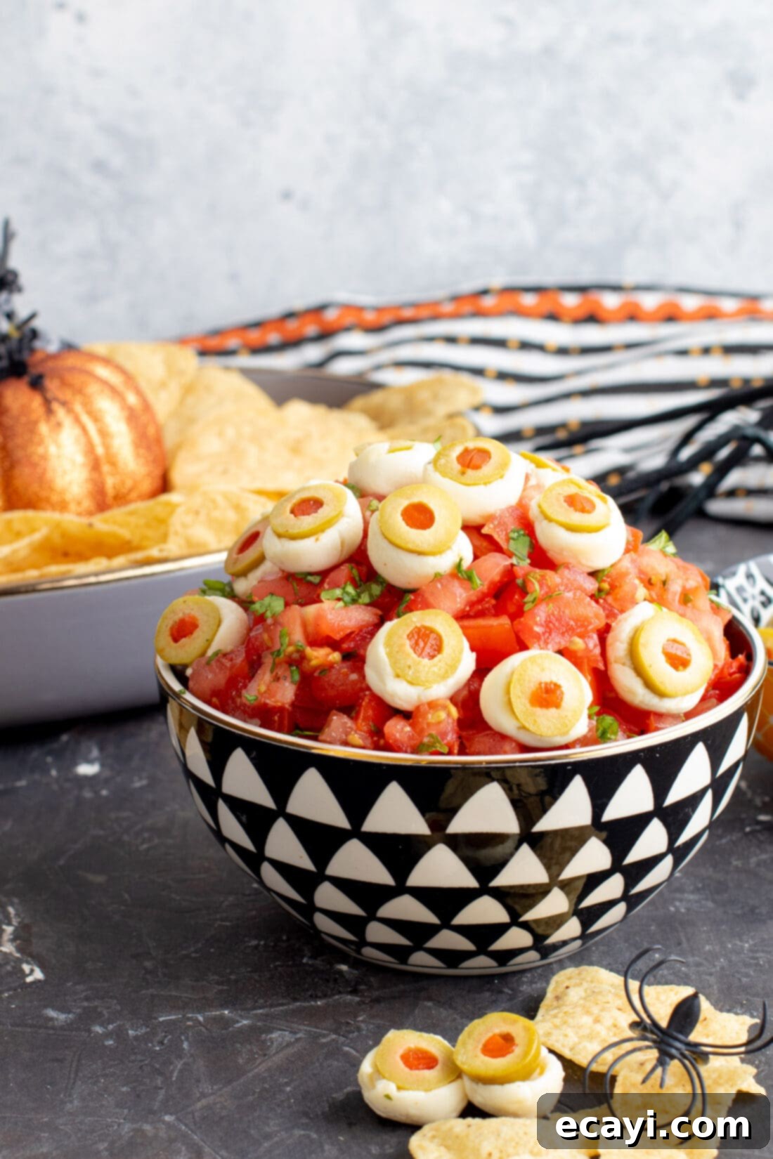 Eye-Popping Halloween Dip 11 bowl of Halloween Eyeball Salsa