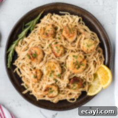 Creamy Lemon Scallop Pasta 9 black plate of Scallop Pasta