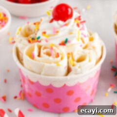 Confetti Cake Swirls 12 Birthday Cake Rolled Ice Cream with cherry on top