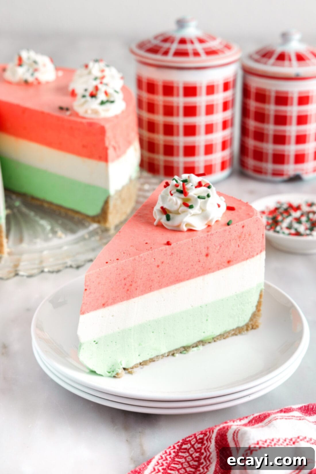 Jell-O Stacked Delight 2 slice of Layered Jello Pie