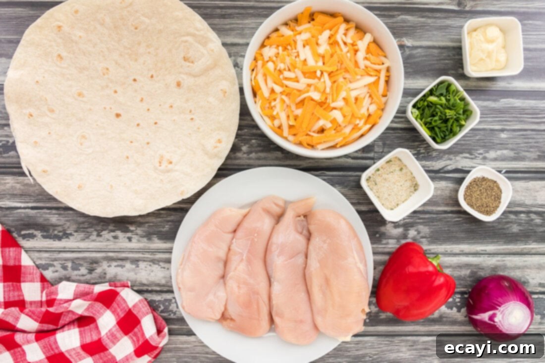 Savory Chicken Quesadilla 4 ingredients for Chicken Quesadilla