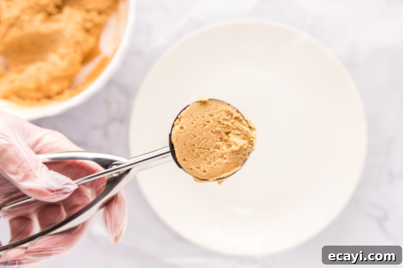 Sweet & Salty Fluffernutter Delights 12 peanut butter cookie dough in a cookie scoop