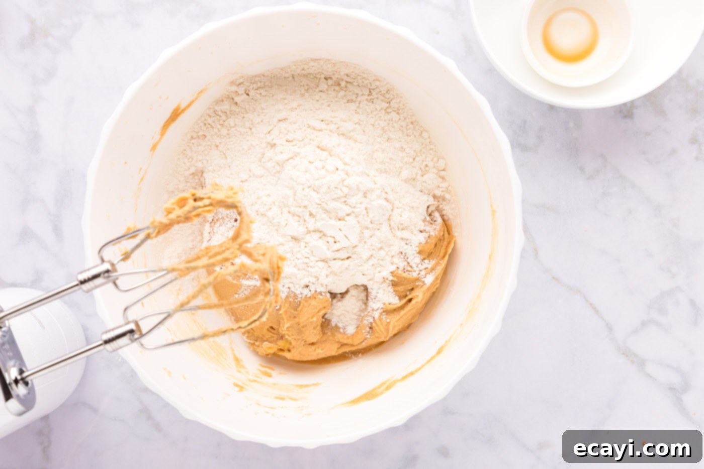 Sweet & Salty Fluffernutter Delights 10 adding flour to peanut butter cookie wet ingredients