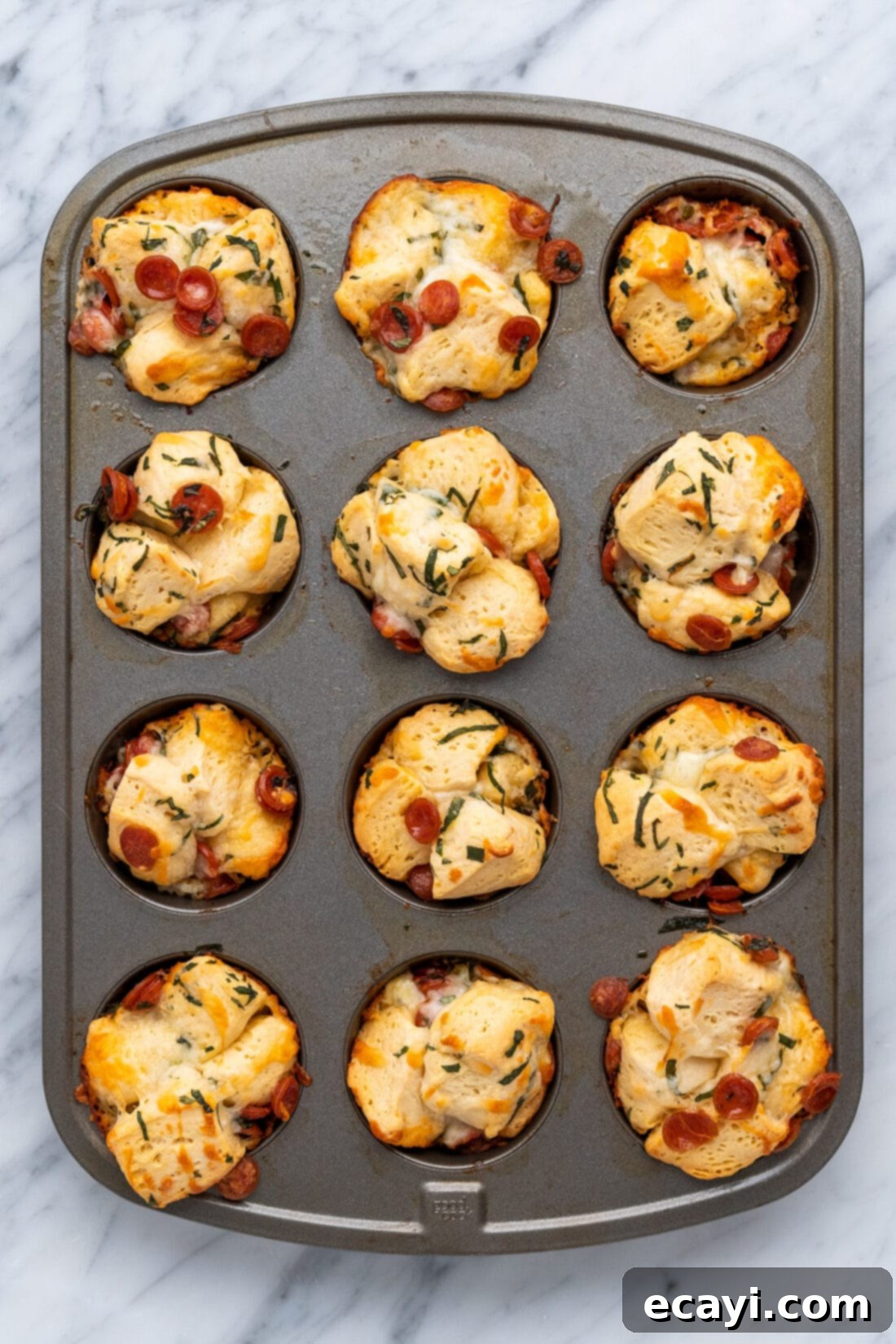 Pizza Bites 3 muffin pan of pizza bites