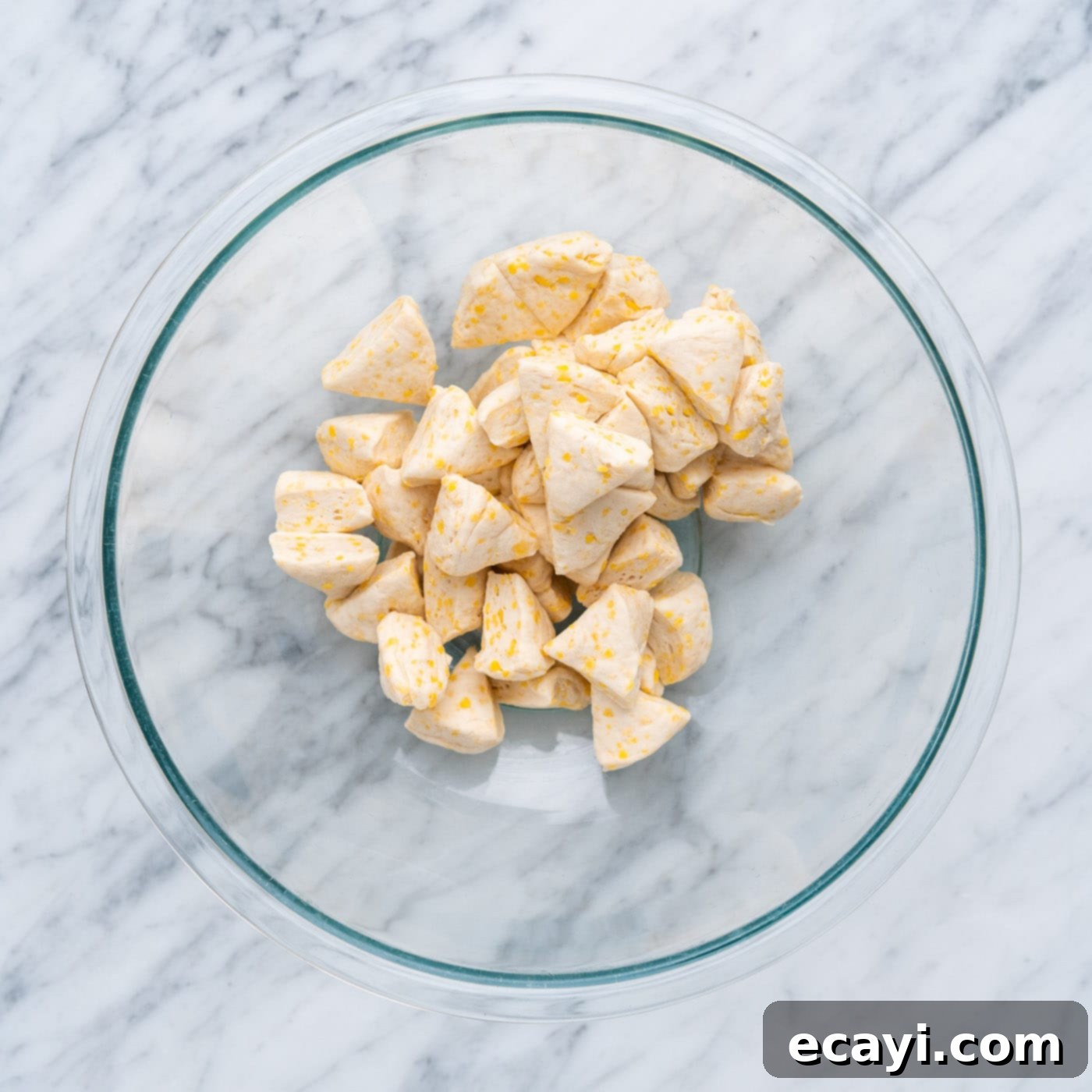 Pizza Bites 5 chopped biscuit dough in a bowl