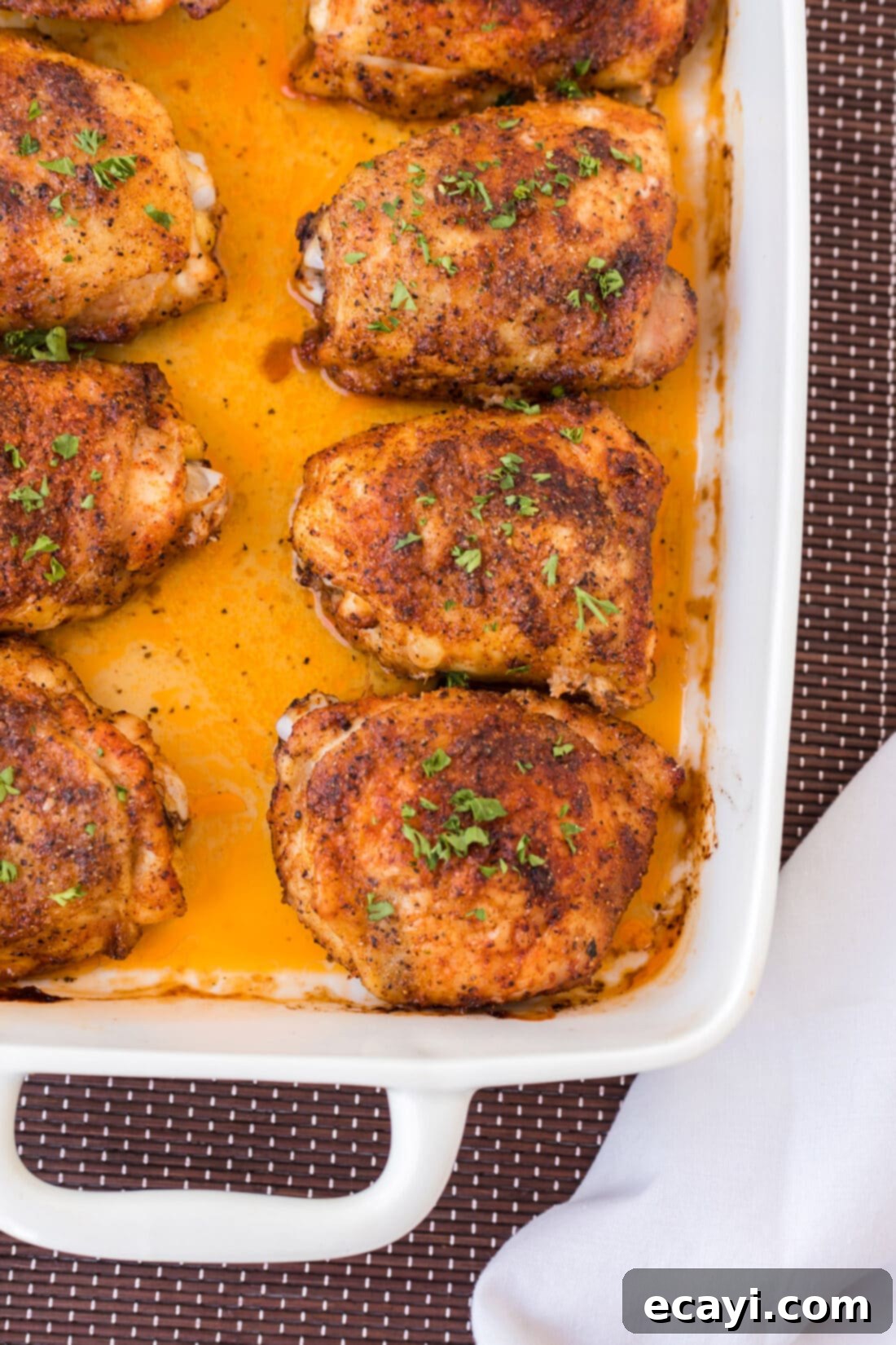 Golden Baked Chicken Thighs 2 pan of Baked Chicken Thighs