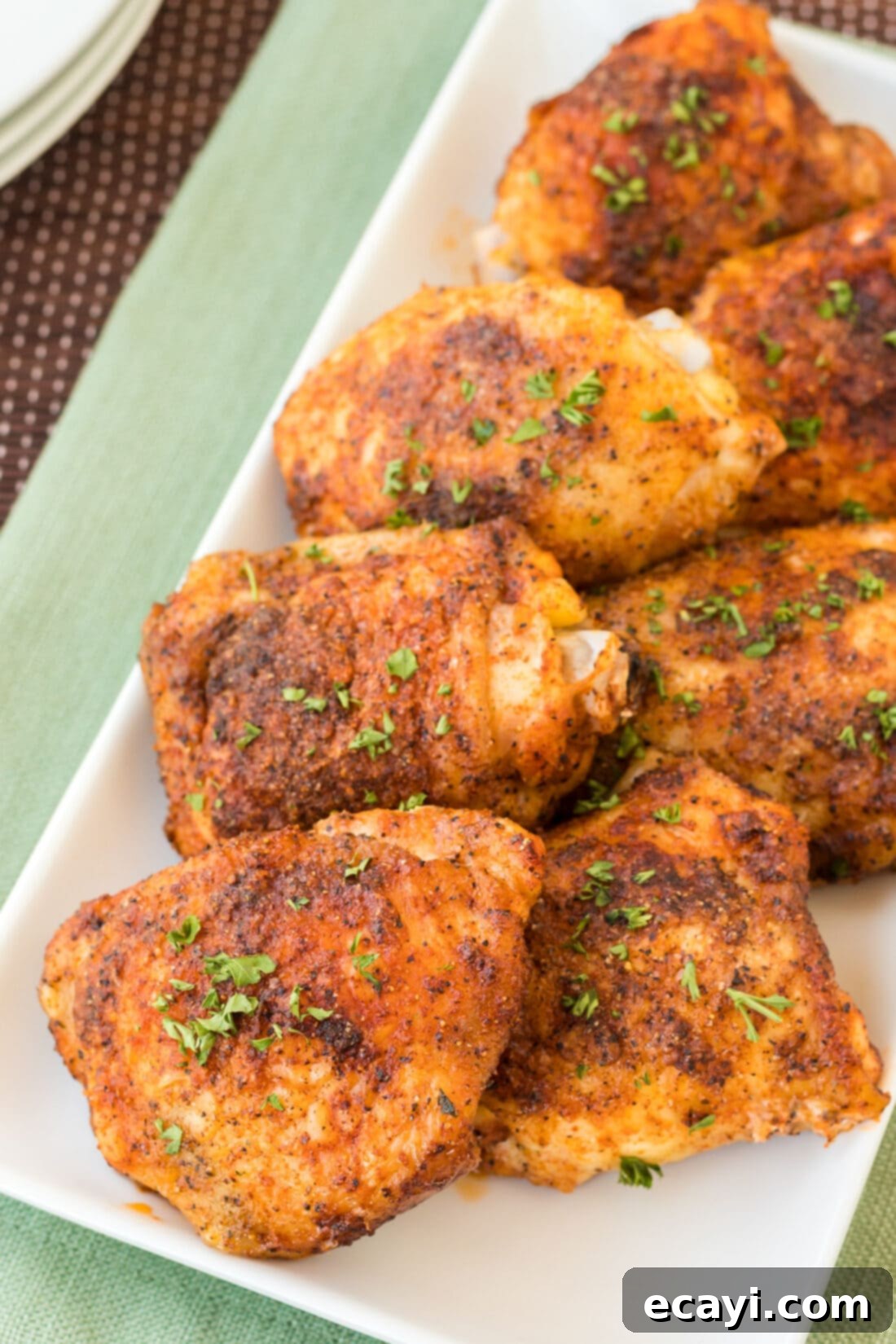 Golden Baked Chicken Thighs 8 platter of Baked Chicken Thighs
