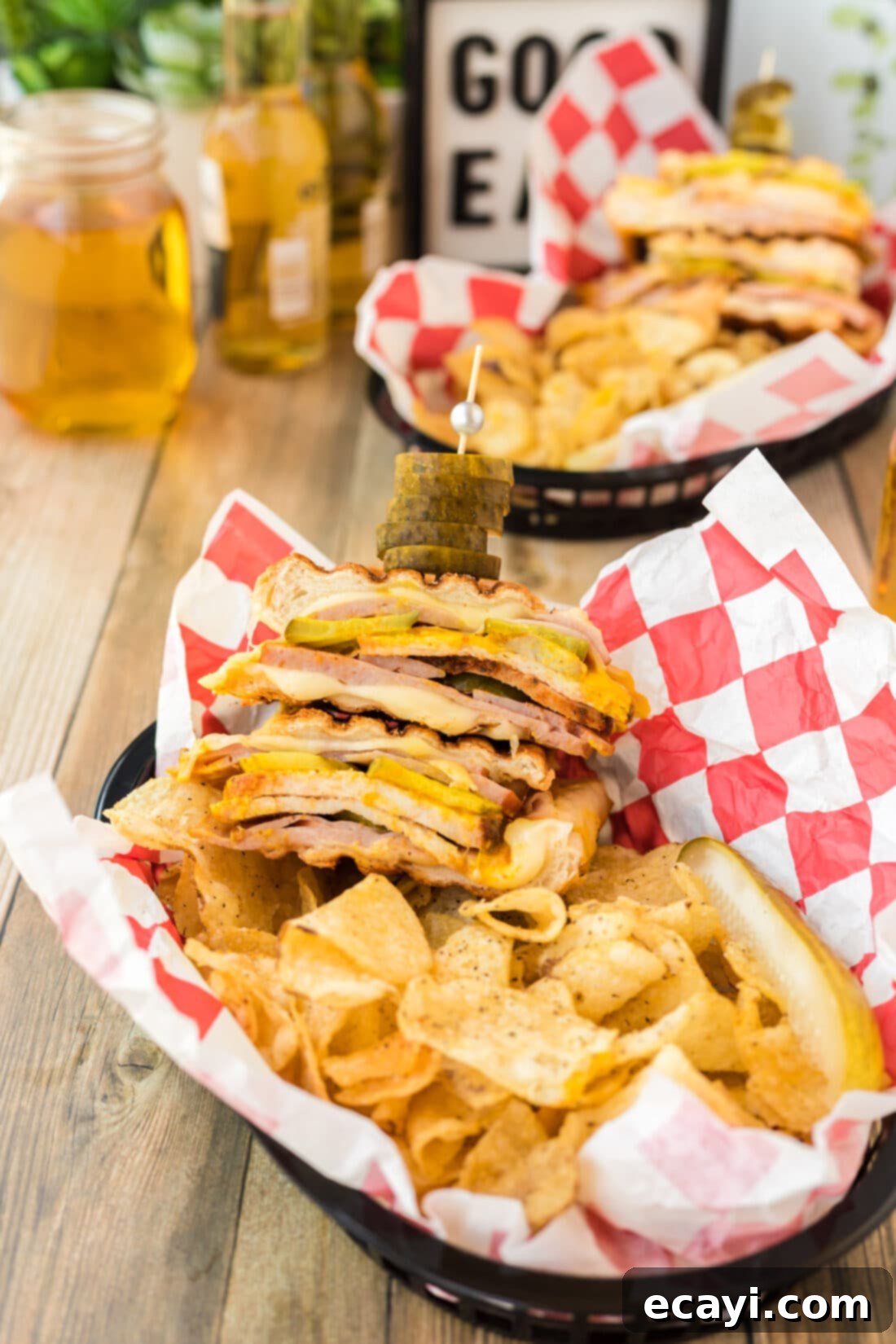 Cuban Sandwich: A Taste of Miami's Legacy 15 baskets of Cuban Sandwiches, sliced and ready to serve
