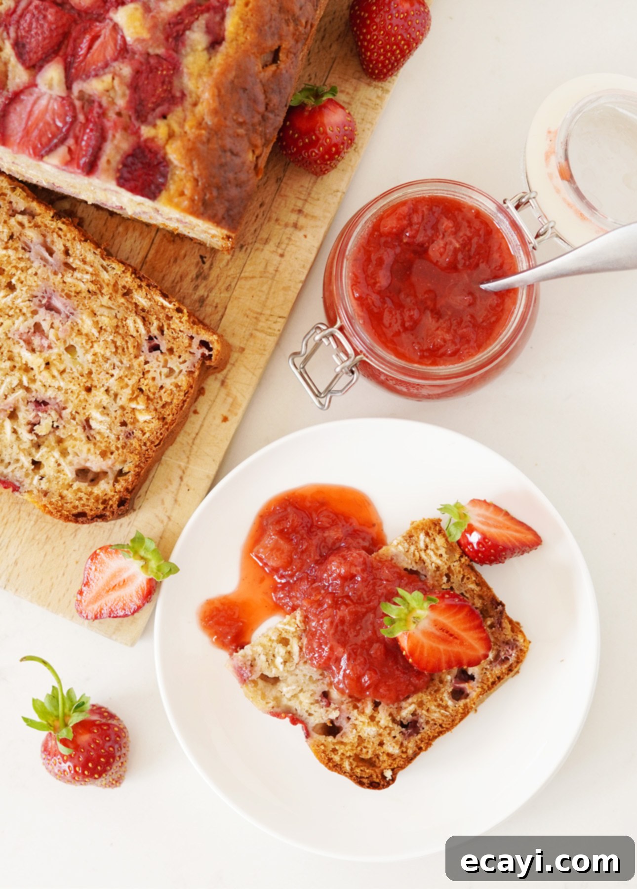 Honeyed Strawberry Rhubarb Loaf 4 Honey, Rhubarb, and Strawberry Bread // FoodNouveau.com