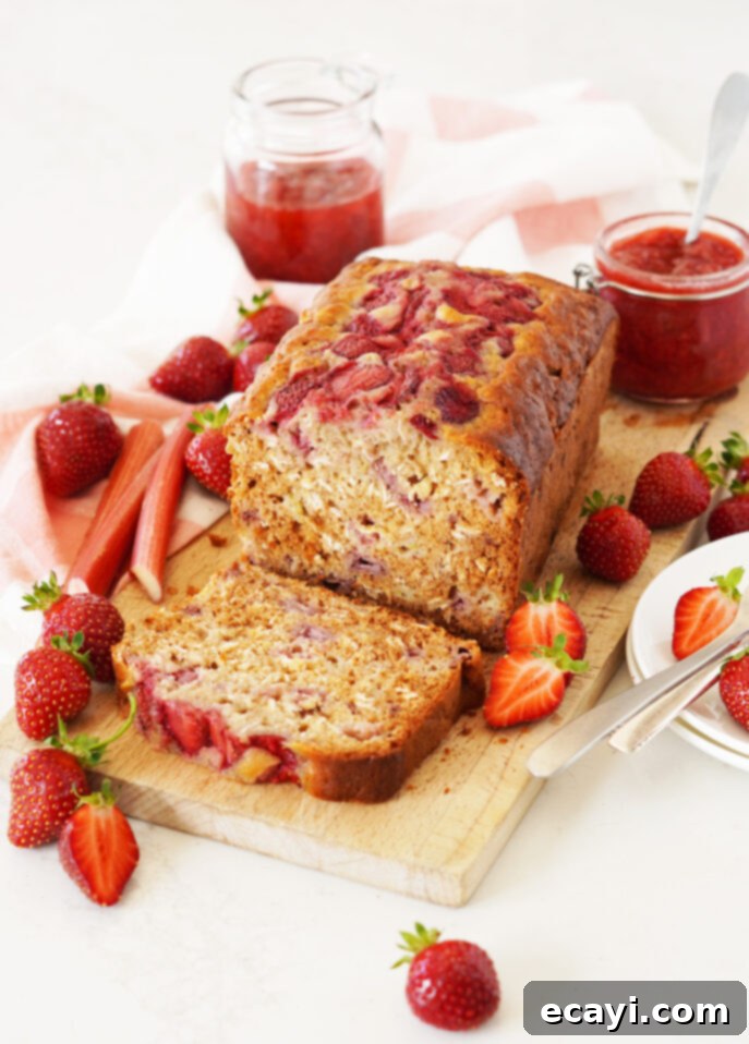 Honeyed Strawberry Rhubarb Loaf 8 Honey, Rhubarb, and Strawberry Bread // FoodNouveau.com