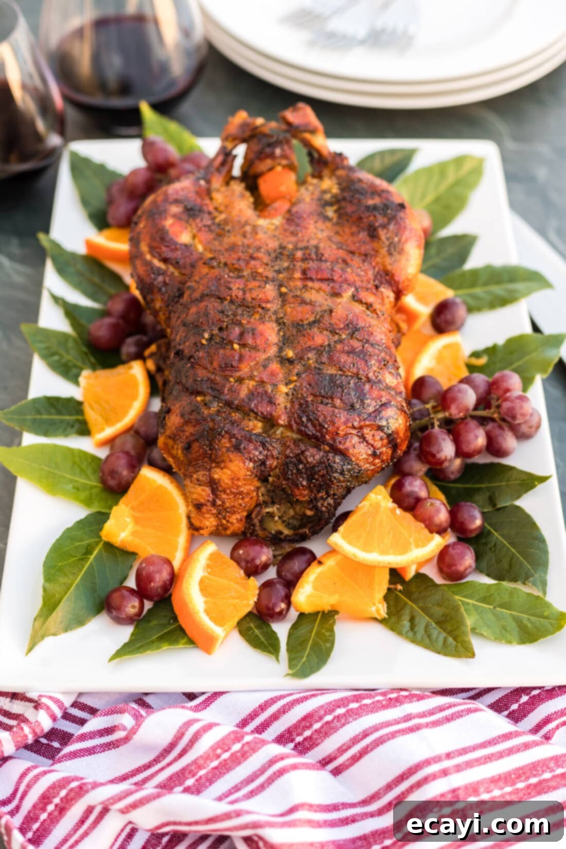 Crispy Roast Duck 3 Roast Duck garnished with orange slices