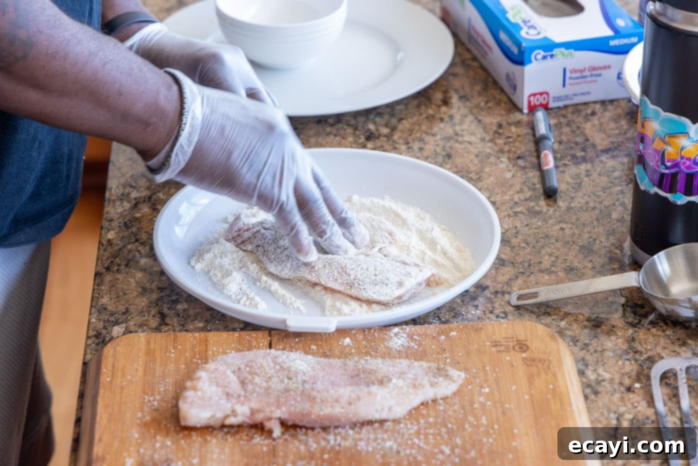 The Proposal Chicken 7 chicken breast covered in flour