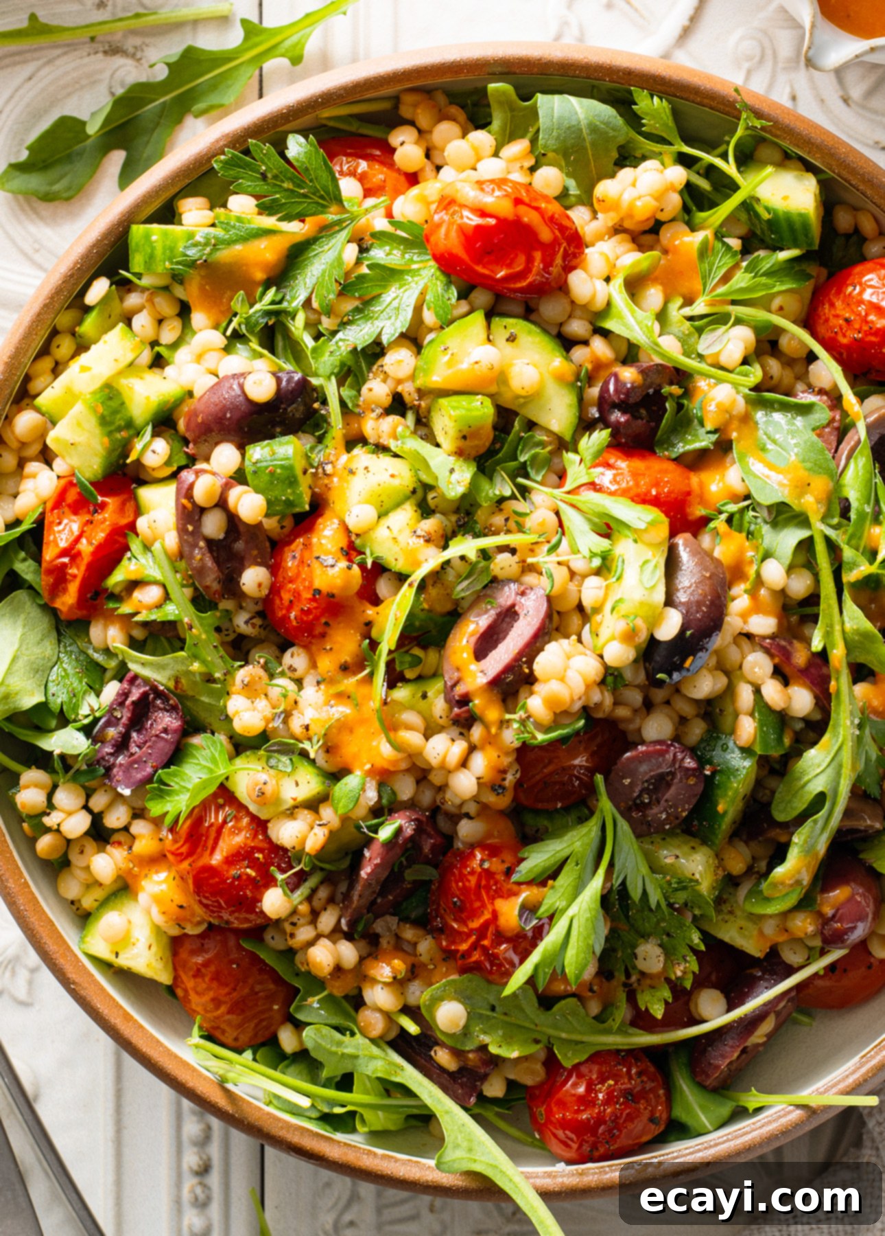 Pearl Couscous with Cherry Tomato Vinaigrette 5 Israeli Couscous Salad with Cherry Tomato Dressing // FoodNouveau.com