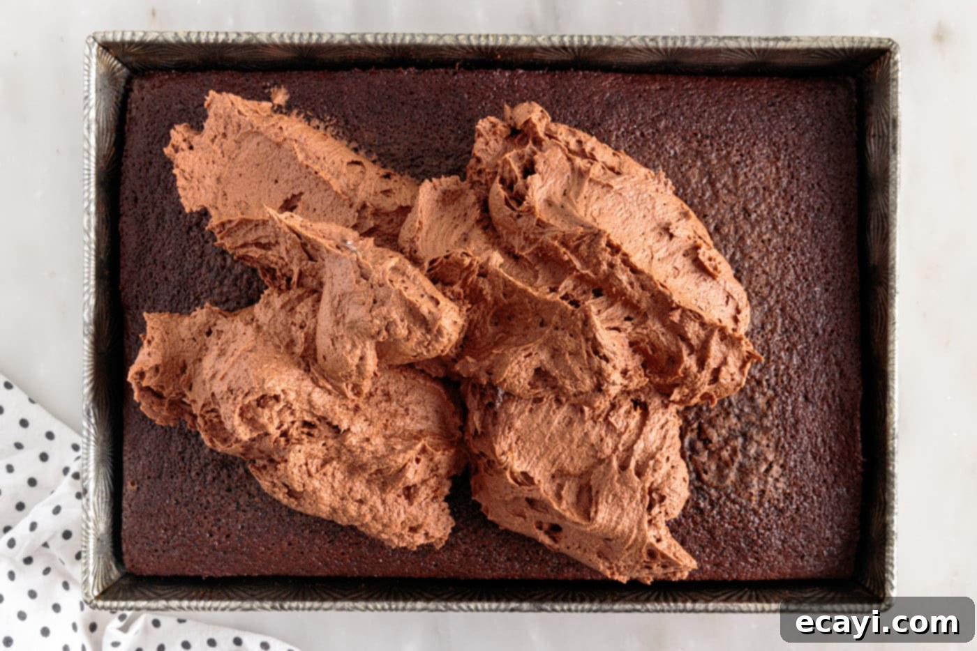 Velvet Moisture Cake 12 a beautifully frosted chocolate cake, topped with a thick layer of chocolate frosting, ready to be served