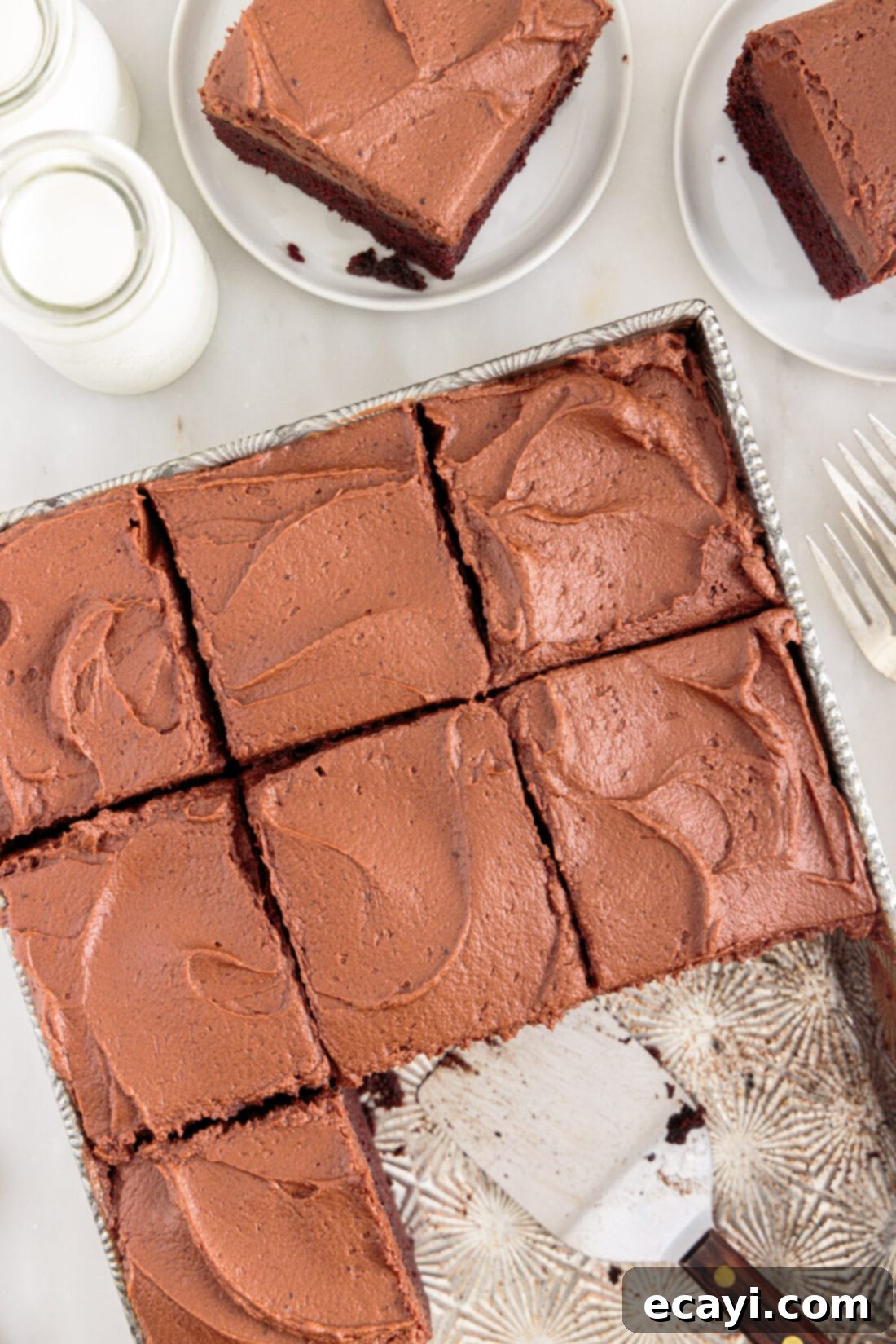 Velvet Moisture Cake 13 Mayonnaise Cake beautifully cut into perfect squares, ready to be served
