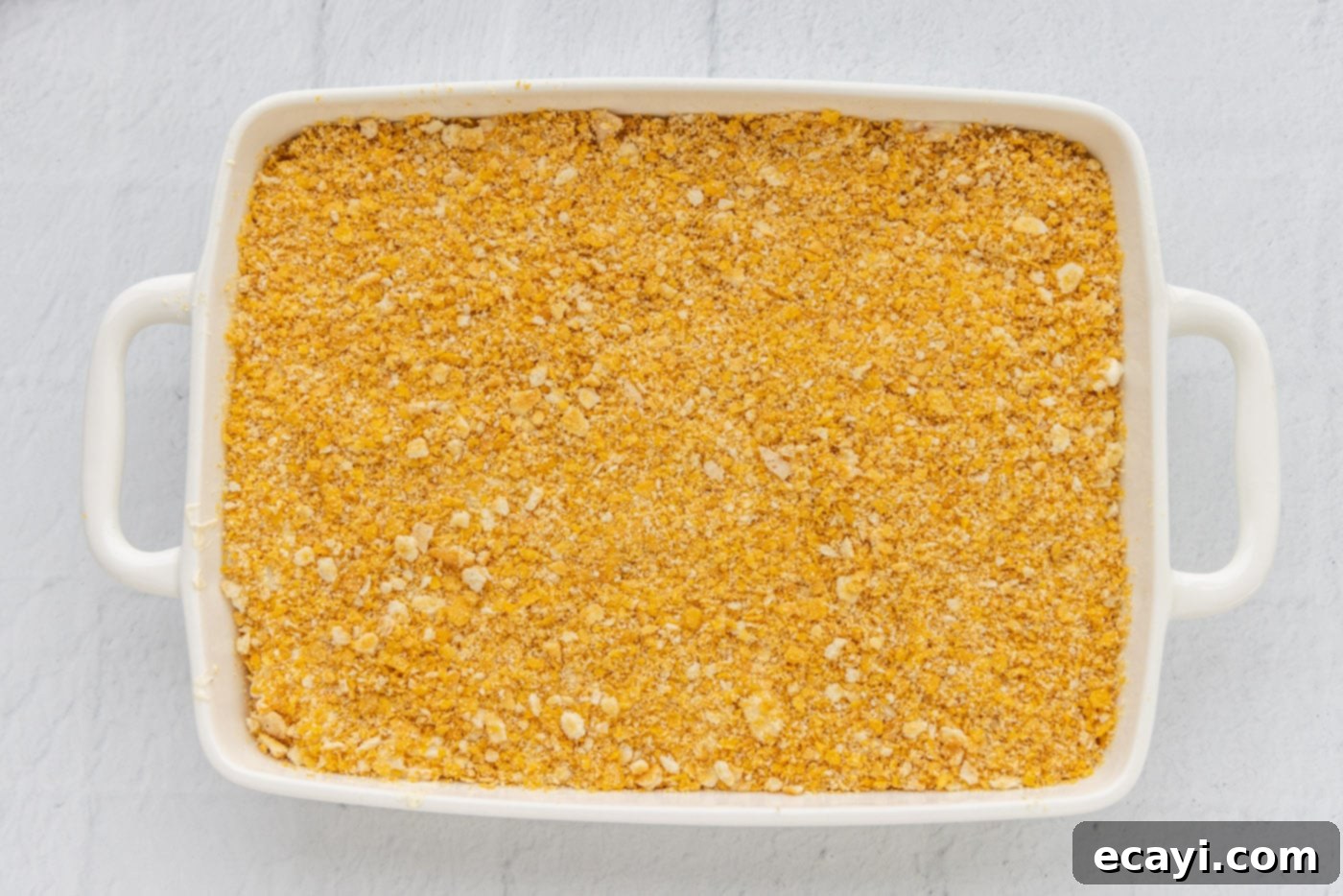 Heartwarming Potato Casserole 15 ritz and cornflake topping perfectly spread on funeral potatoes