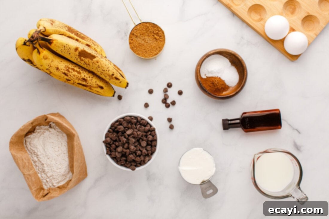 Banana Bliss with Chocolate Chips 4 ingredients for Chocolate Chip Banana Muffins