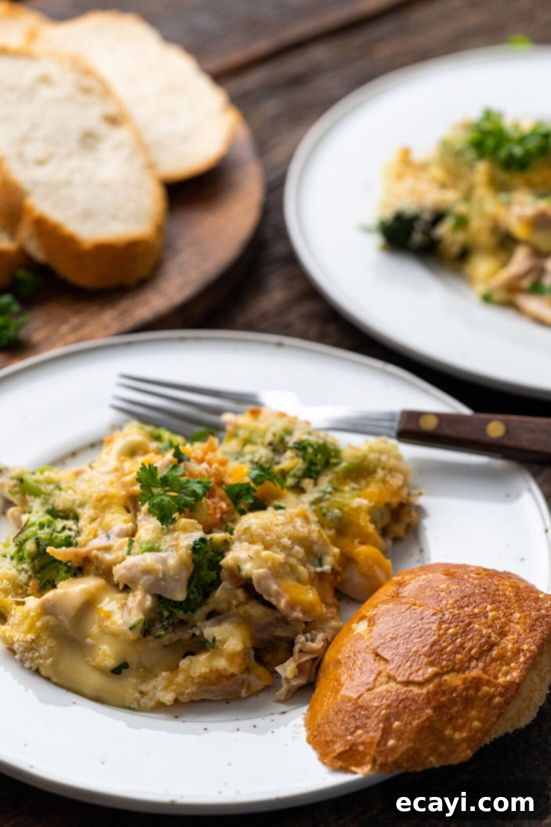 Creamy Chicken Broccoli Bake 12 Chicken Divan on a plate