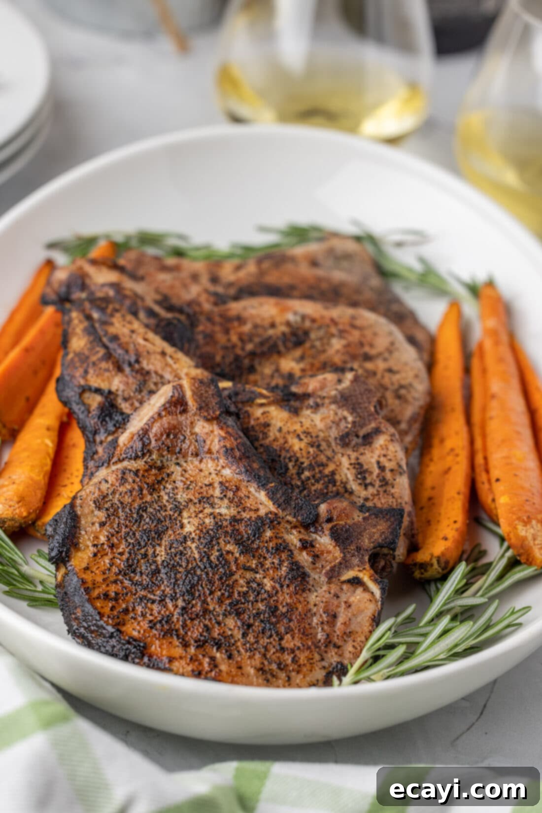 Meltingly Tender Sous Vide Pork Chops 2 platter of Sous Vide Pork Chops