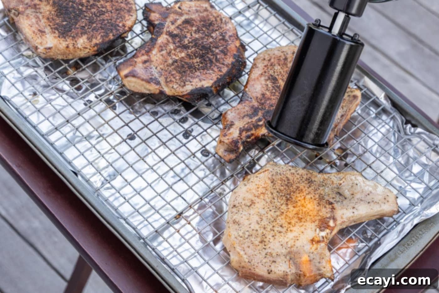 Meltingly Tender Sous Vide Pork Chops 11 kitchen torch searing pork chops