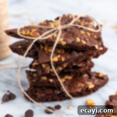 Brownie Bark 19 stacked Brownie Brittle tied with twine