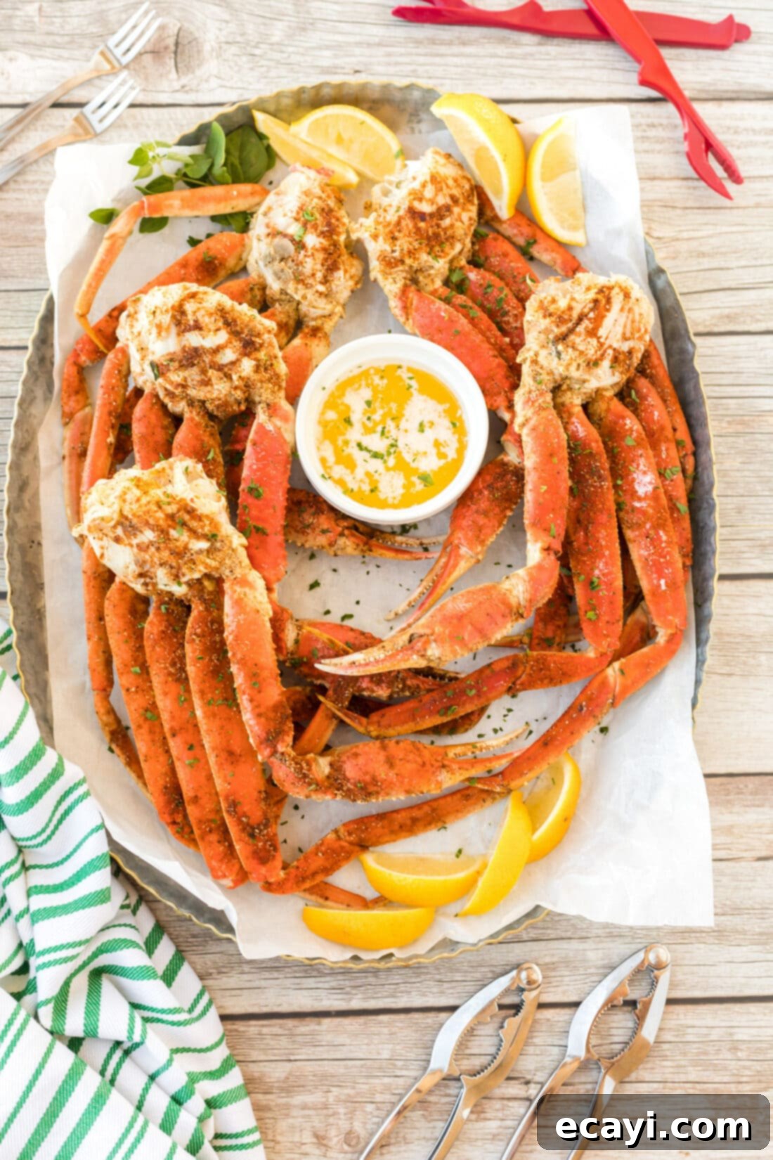 Arctic Crab Delights 2 Platter of perfectly steamed Snow Crab Legs, ready to eat