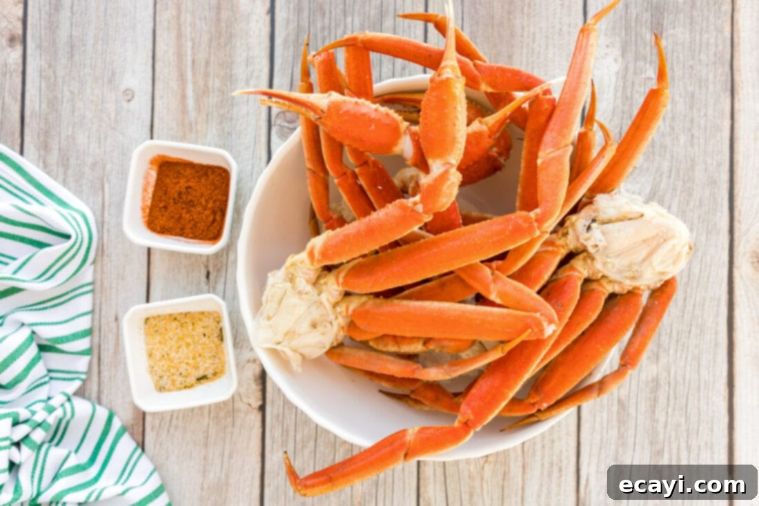 Arctic Crab Delights 4 Essential ingredients for steaming snow crab legs: crab, Old Bay, and garlic salt