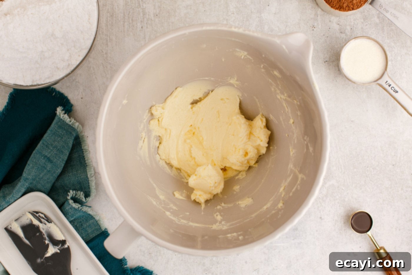 Velvety Chocolate Dream Frosting 5 butter in a stand mixer bowl