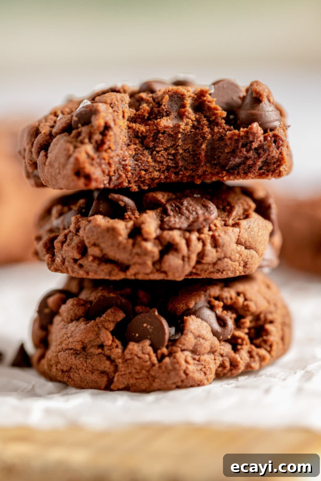 Irresistible Chocolate Cake Cookies 3 stack of Chocolate Cake Mix Cookies