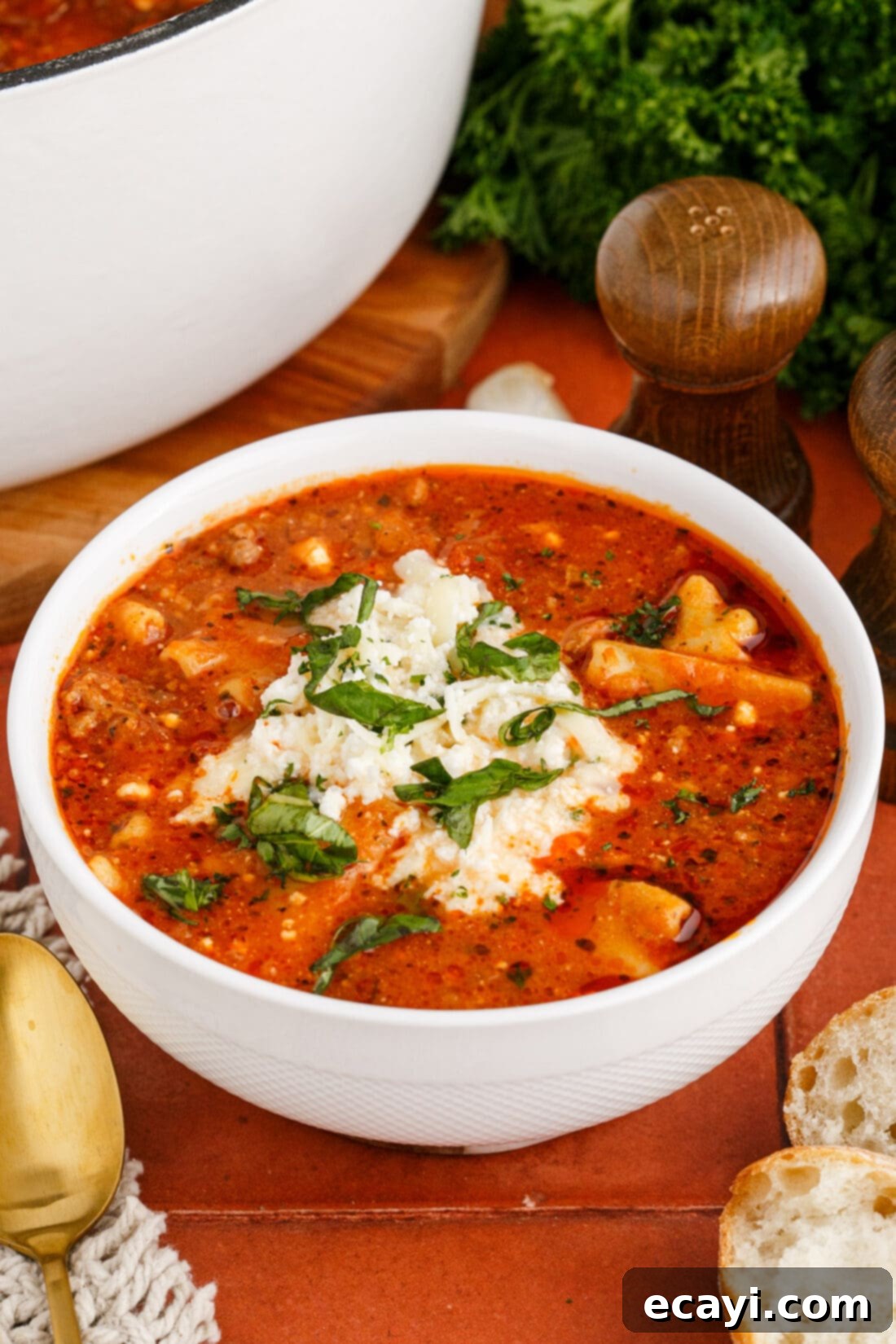 Deconstructed Lasagna Soup 3 Bowl of Lasagna Soup
