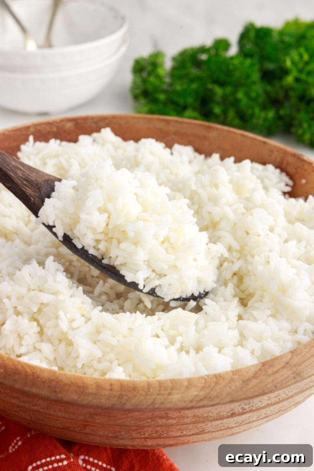 Perfect Fluffy Rice Every Time 2 Spoonful of fluffy white rice ready to be served