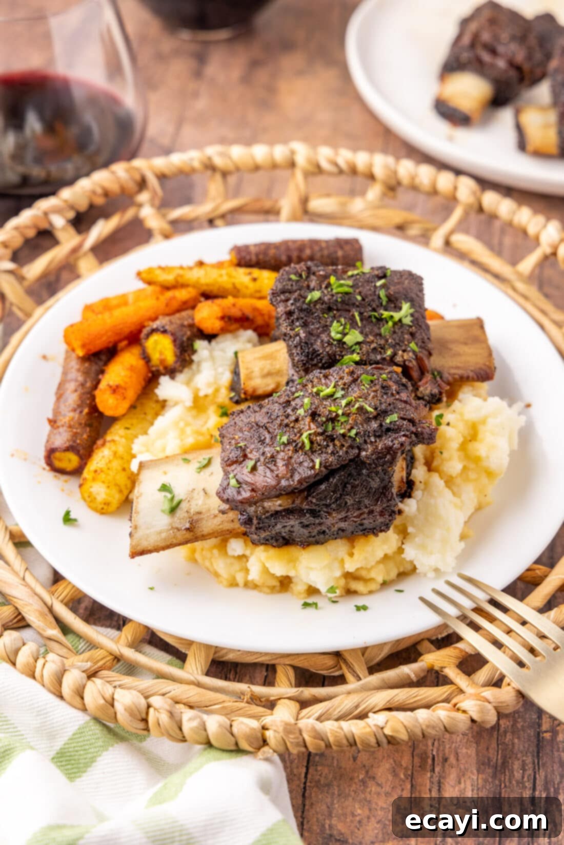 Slow-Cooked Beef Short Ribs 2 Plate of Beef Short Ribs served with mashed potatoes