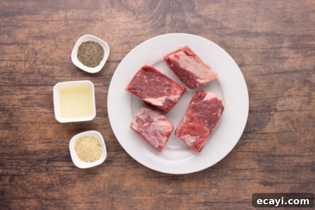 Slow-Cooked Beef Short Ribs 4 Ingredients for Beef Short Ribs displayed
