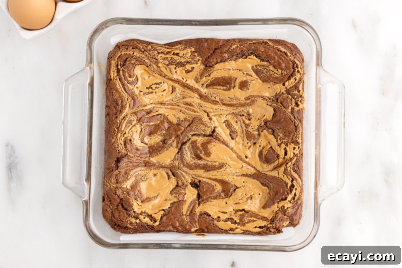 Peanut Butter Brownie Bliss 14 peanut butter brownies baked in a glass pan