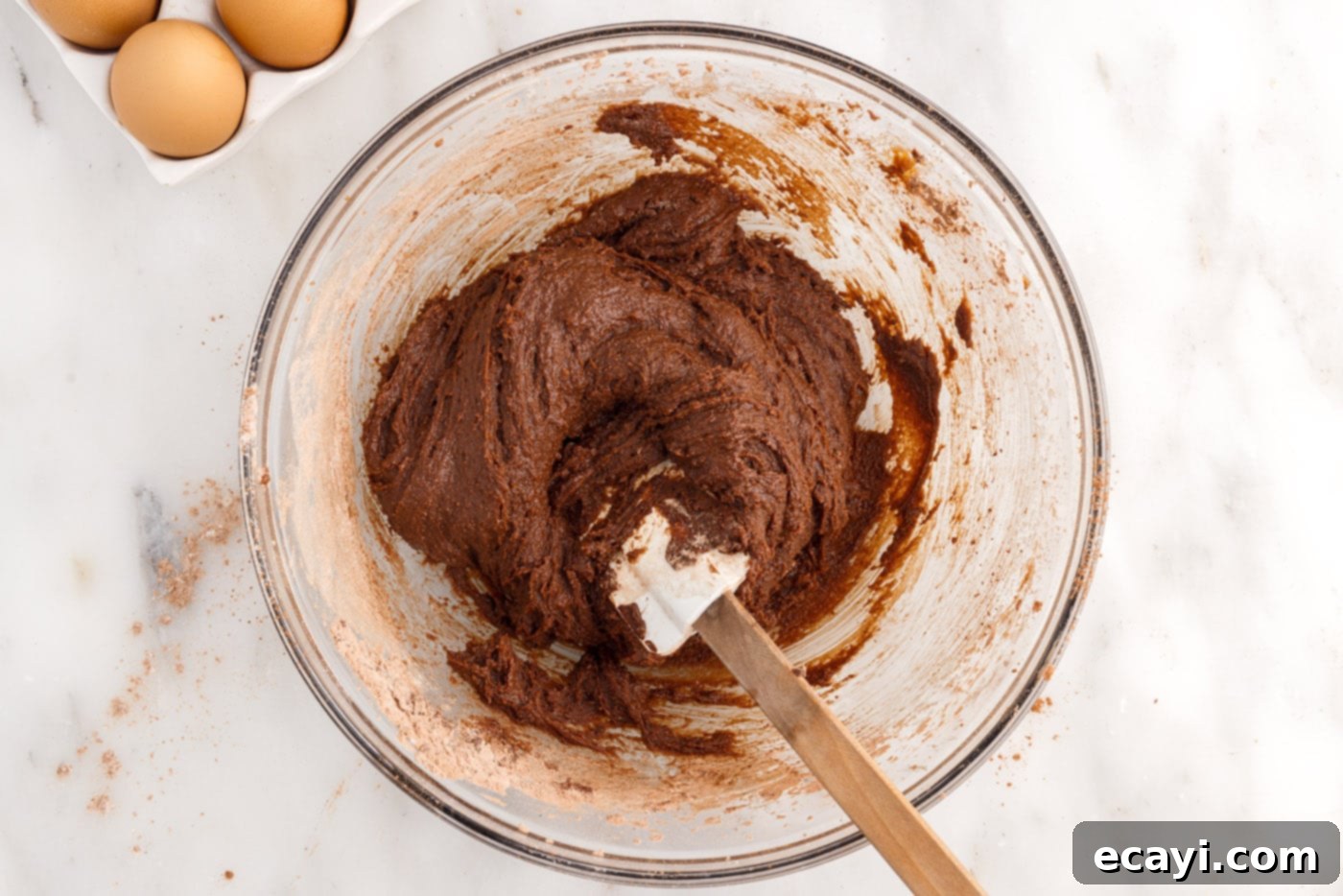 Peanut Butter Brownie Bliss 10 thick brownie batter in a mixing bowl