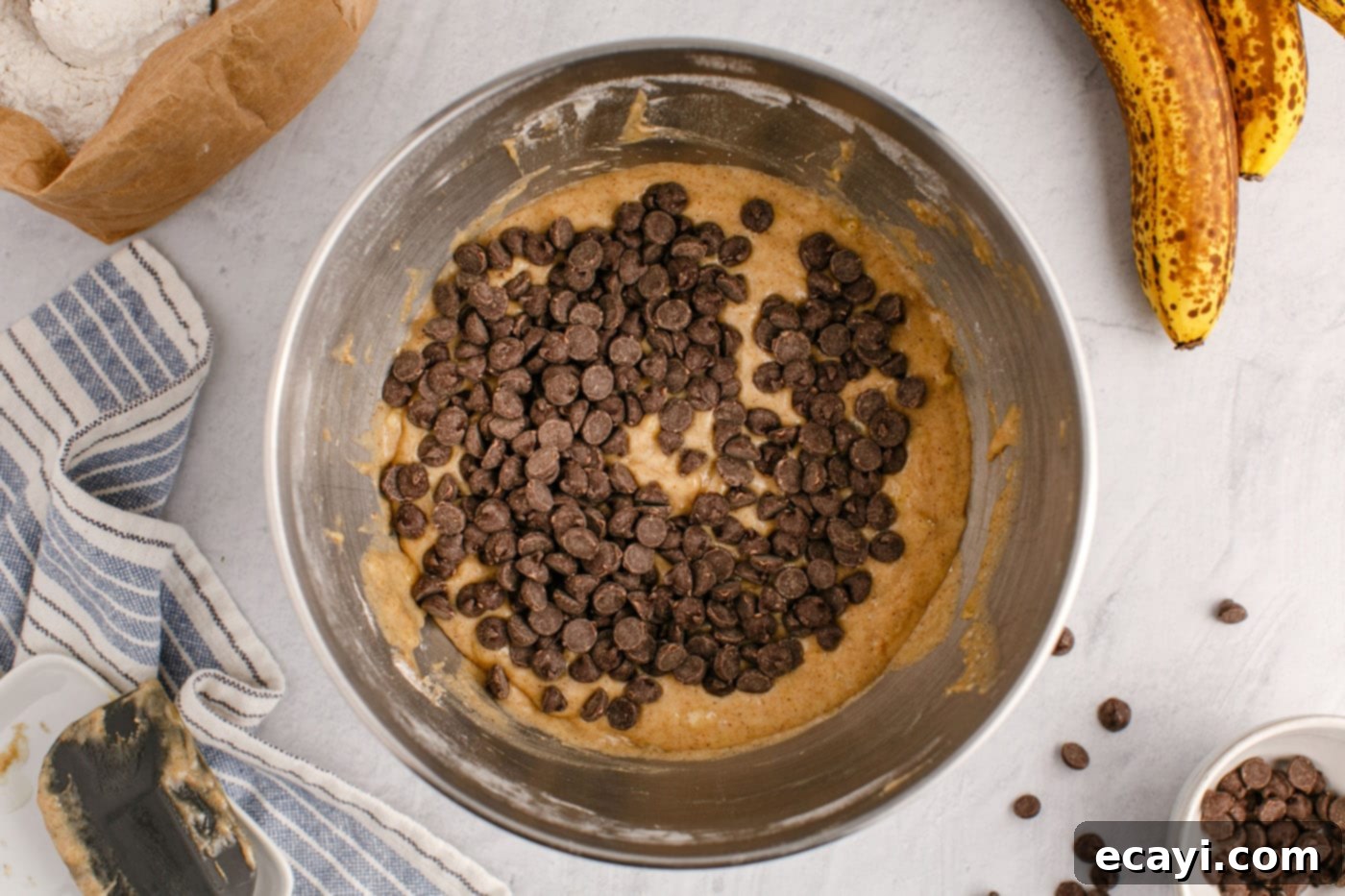 Banana Chip Indulgence 11 chocolate chips added to banana bread batter