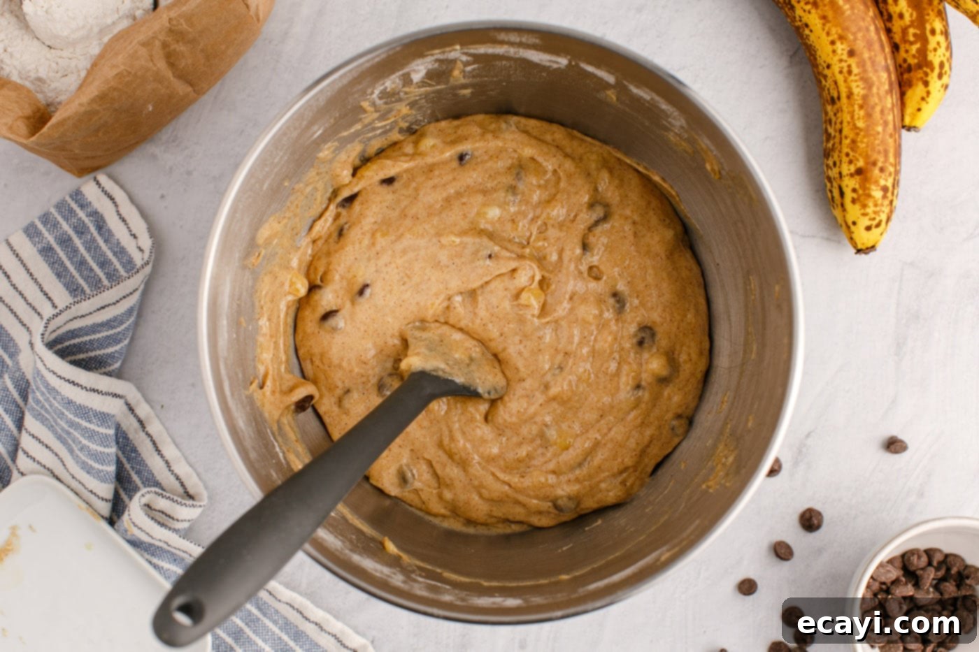 Banana Chip Indulgence 12 mixed banana bread batter with chocolate chips