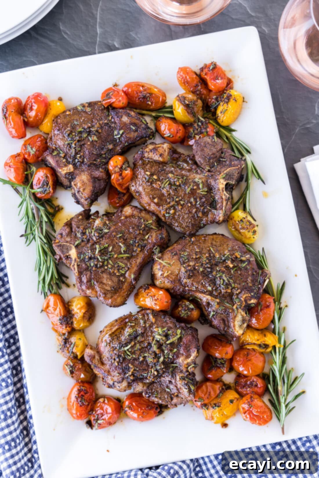 Seared Lamb Loin Chops 2 Lamb Loin Chops on a platter
