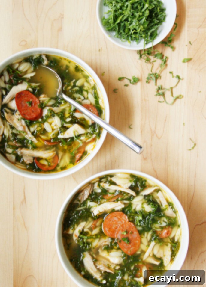 A Taste of Portugal: Chicken, Kale, and Orzo Soup 4 Portugal-Inspired Chicken, Kale, and Orzo Soup // FoodNouveau.com