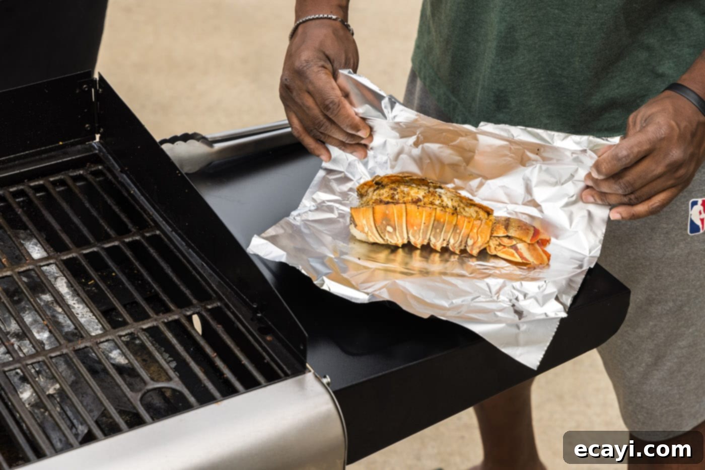 Succulent Grilled Lobster Tail 13 wrapping grilled lobster tail in aluminum foil